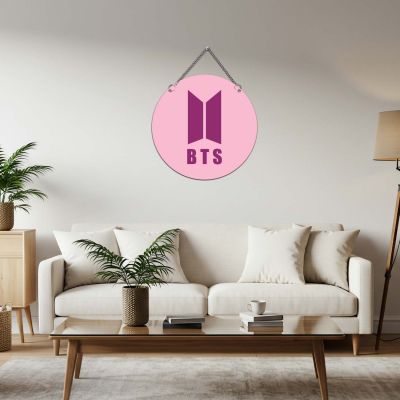 Wooden BTS Inspired Logo Wall Hanging K-Pop Themed Room Decor Kids & Teen Bedroom Decor Birthday Return Gift Gift for BTS Fans